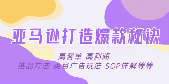 亚马逊打造爆款秘诀：高客单 高利润 推品方法 类目广告玩法 SOP详解等等