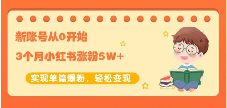 新账号从0开始3个月小红书涨粉5W+实现单篇爆粉，轻松变现（干货）