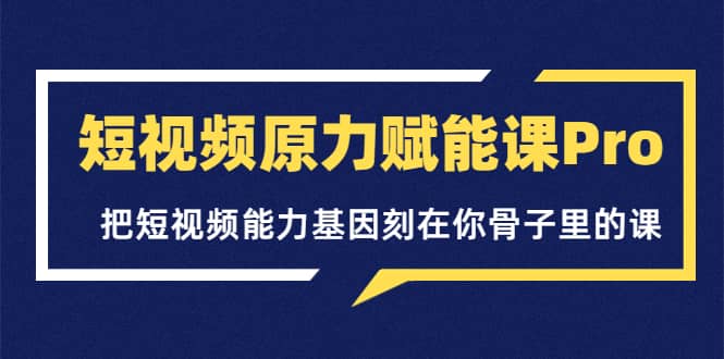 短视频原力赋能课Pro，把短视频能力基因刻在你骨子里的课（价值4999元）