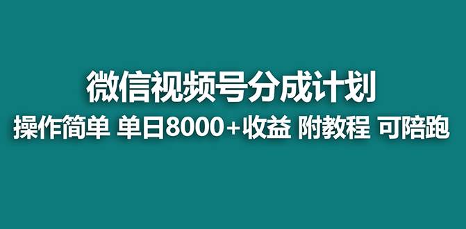 【蓝海项目】视频号分成计划，单天收益8000+，附玩法教程！可陪跑