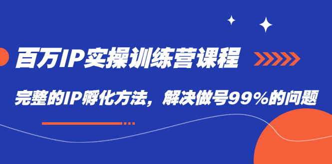 百万IP实战训练营课程，完整的IP孵化方法，解决做号99%的问题