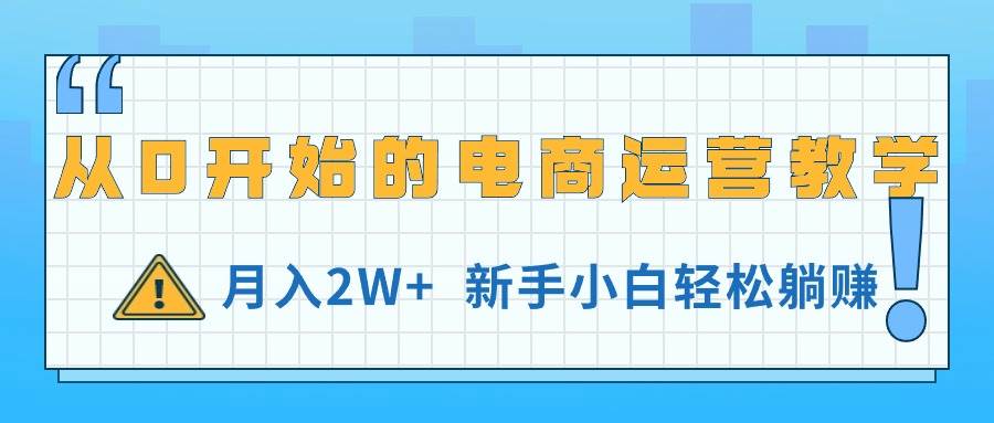 从0开始的电商运营教学，月入2W+，新手小白轻松躺赚