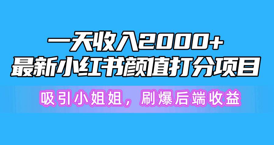 一天收入2000+，最新小红书颜值打分项目，吸引小姐姐，刷爆后端收益