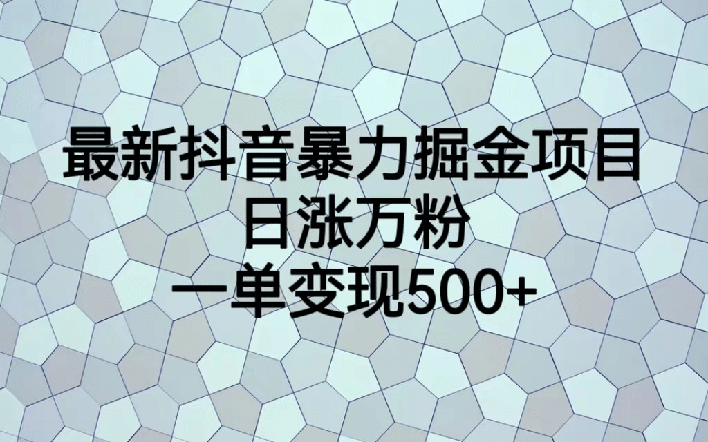 最火热的抖音暴力掘金项目，日涨万粉，多种变现方式，一单变现可达500+