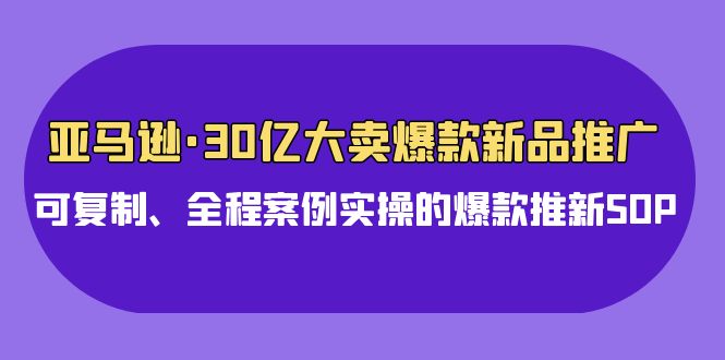 亚马逊平台30亿热销爆品新品推广，复制推广、全过程实例实际操作的爆款上新SOP