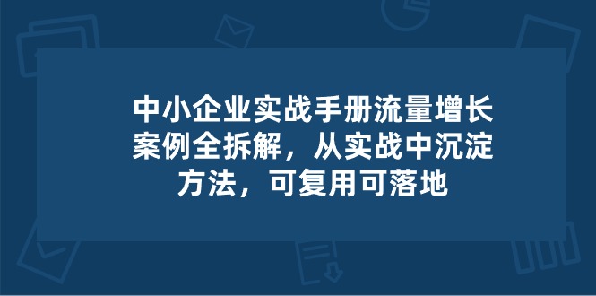 （10889期）中小型 公司 实际操作指南-流量增长实例拆卸，从实操中沉积方式，复用可落地式