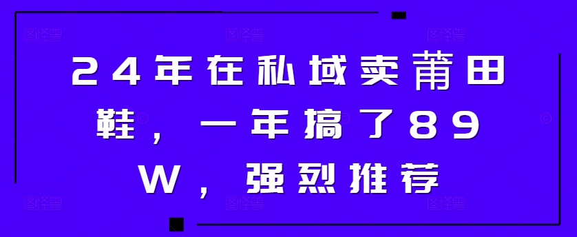 24年于公域卖莆田鞋，一年做了89W，极力推荐