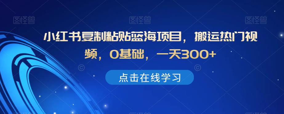 小红书的拷贝蓝海项目，运送热点视频，0基本，一天300