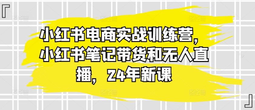 小红书电商实战演练夏令营，种草笔记卖货和无人直播，24年新授课