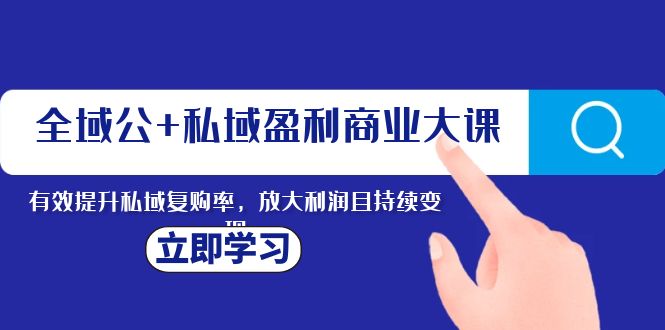 （8045期）示范区公 公域赢利商业服务大课，全面提升公域回购率，变大盈利且持续转现-暖阳网-优质付费教程和创业项目大全