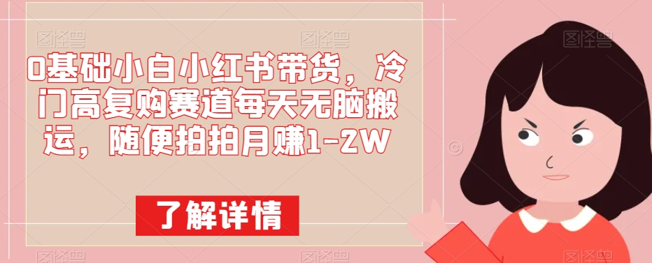 0基本小白小红书卖货，小众高回购跑道每日没脑子运送，随便拍拍月赚1-2W