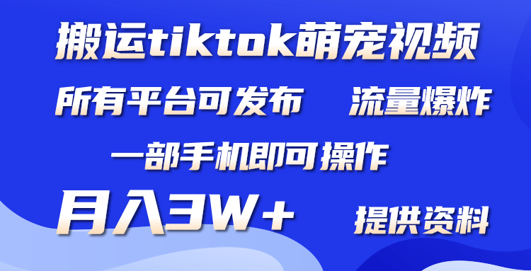 （9618期）运送Tiktok萌宝类视频，一部手机就可以。全部短视频app都可实际操作，月入3W