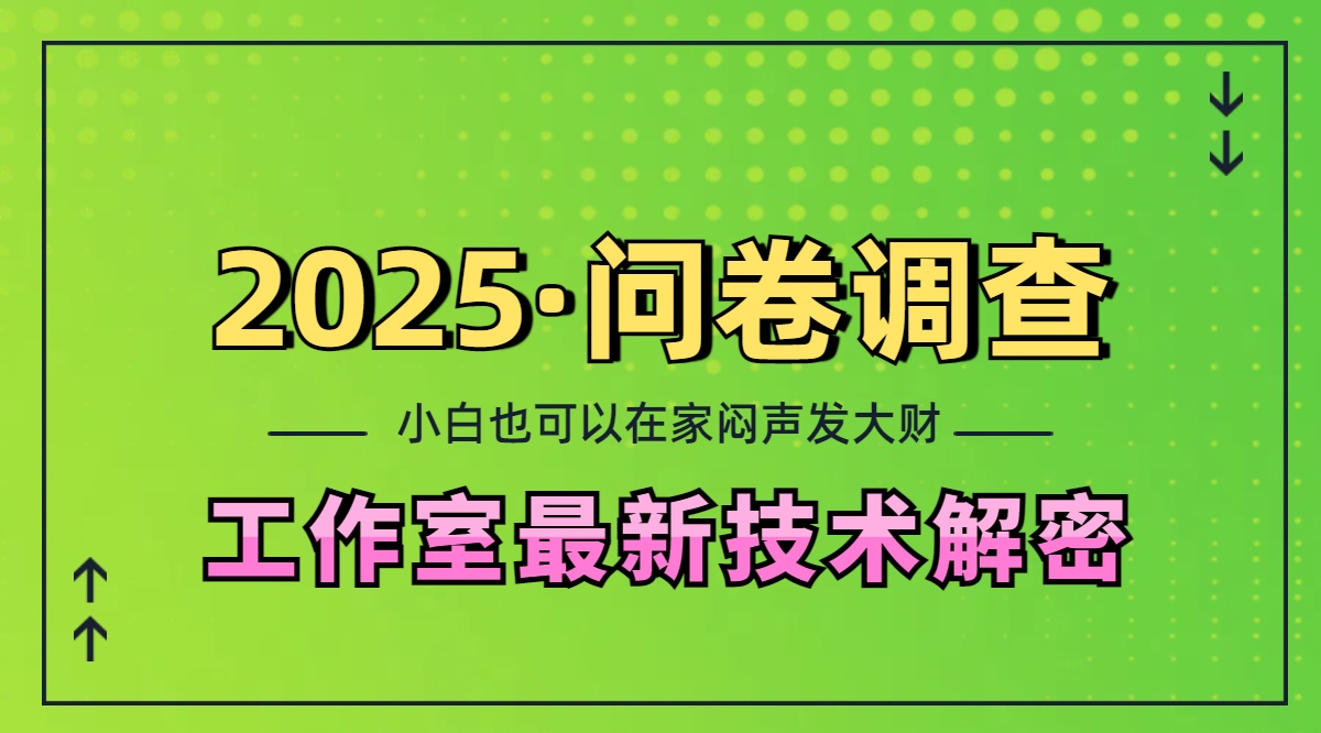 2025《问卷调查》最新工作室技术解密：一个人在家也可以闷声发大财，小白一天200+，可矩阵放大