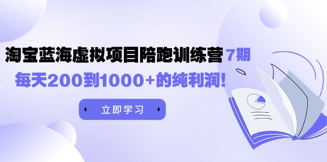 （9541期）黄岛主《淘宝蓝海虚拟项目陪跑训练营7期》每日200到1000 的净利润