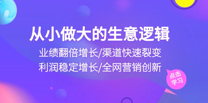 （10438期）自小做大生意逻辑性：销售业绩翻倍增长/方式迅速裂变式/盈利持续增长/全网推广自主创新