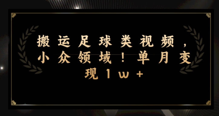 运送足球队类视频，冷门行业！单月转现1w