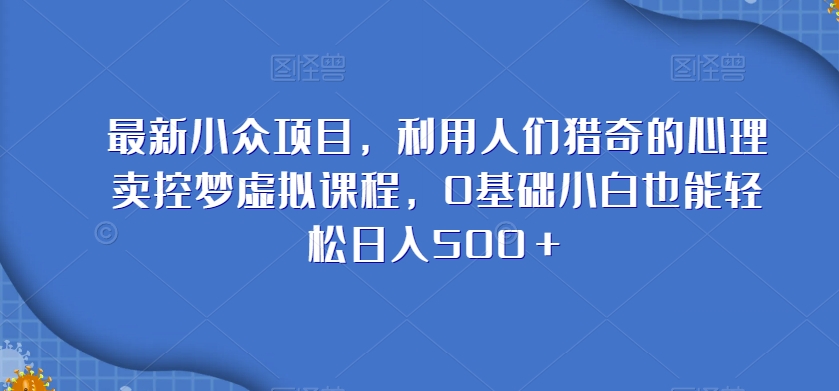 最新小众项目，利用人们猎奇的心理卖控梦虚拟课程，0基础小白也能轻松日入500＋-暖阳网-优质付费教程和创业项目大全