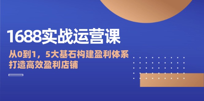 1688实战运营课：从0到1，5大基石构建盈利体系，打造高效盈利店铺