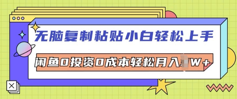 没脑子拷贝新手快速上手，闲鱼0投入0成本费轻轻松松月入W