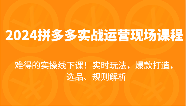 2024拼多多平台实战演练经营当场课，即时游戏玩法，爆款打造，选款、标准分析，不可多得的实际操作面授课！