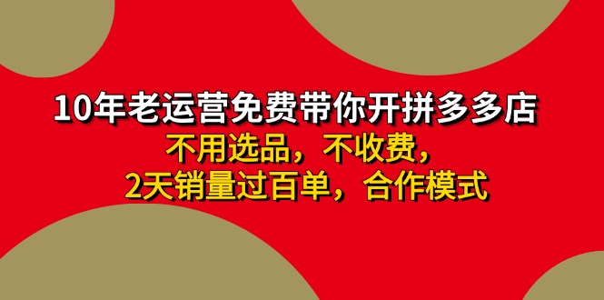 （11576期）拼多多-合作开店日入4000+两天销量过百单，无学费、老运营教操作、小白…