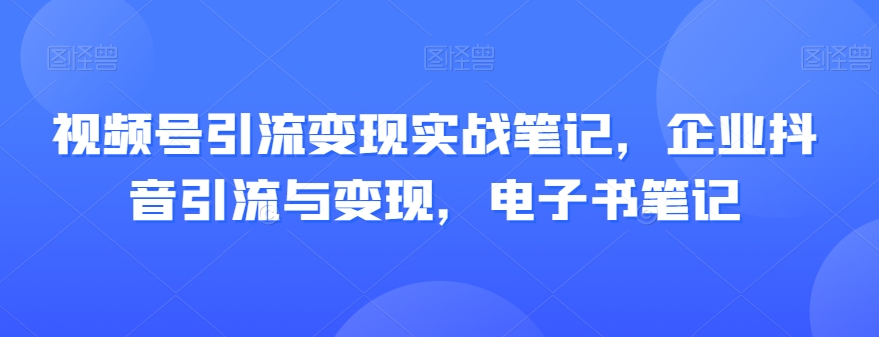 视频号引流转现实战演练手记，公司抖音吸粉与转现，电子书籍手记