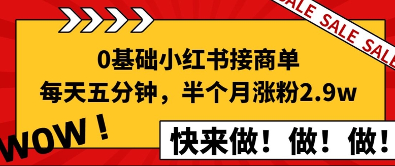 0基本小红书的接商单，每天五分钟，15天增粉2.9w新手指南