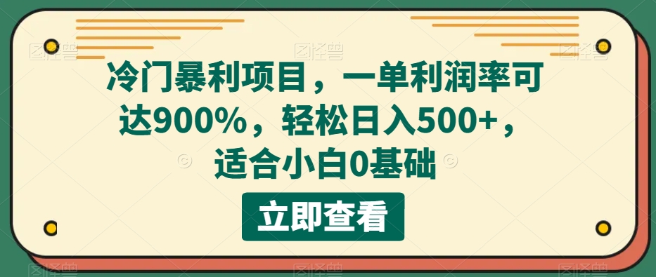 小众赚钱项目，一单毛利率可以达到900%，轻轻松松日入500 ，适合白0基本-暖阳网-优质付费教程和创业项目大全