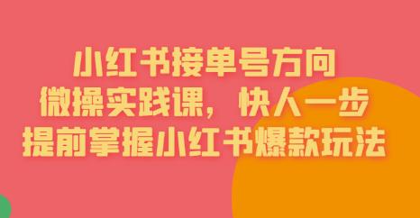 接单号方向·小红书微操实践课，快人一步，提前掌握小红书爆款玩法