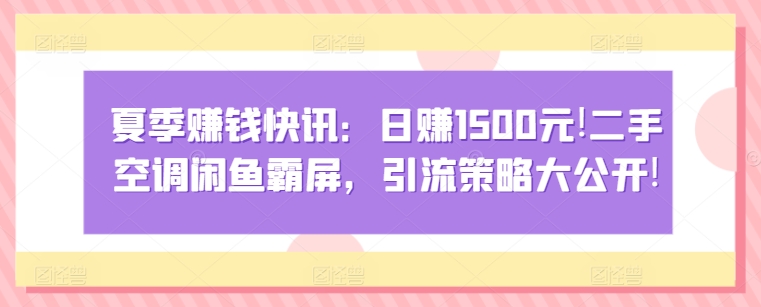 夏季赚钱快讯：日赚1500元，二手空调闲鱼霸屏，引流策略大公开!