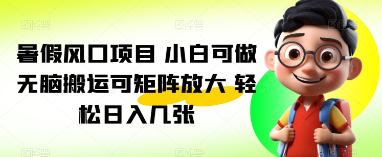 暑期蓝海项目 小白可做 没脑子运送可引流矩阵变大 轻轻松松日入多张