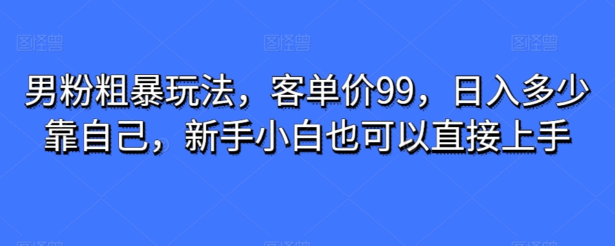 粉丝粗鲁游戏玩法，客单量99，日入是多少依靠自己，新手入门还可以直接上手