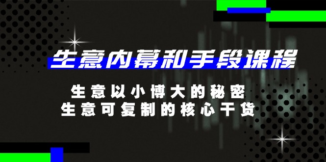 （11085期）生意 内幕和手段课程，生意以小博大的秘密，生意可复制的核心干货-20节