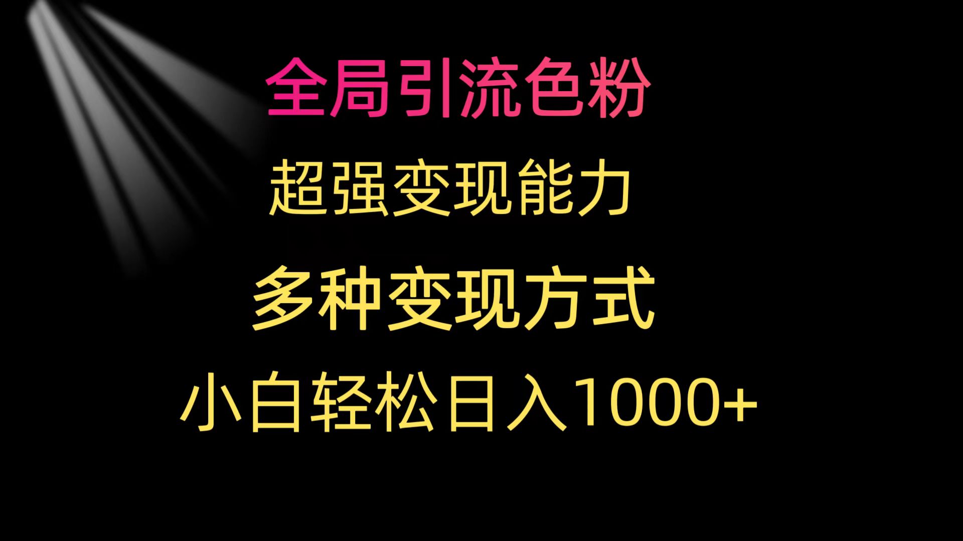 （9680期）全局性引流方法颜料 极强变现力 多种多样变现模式 新手轻轻松松日入1000