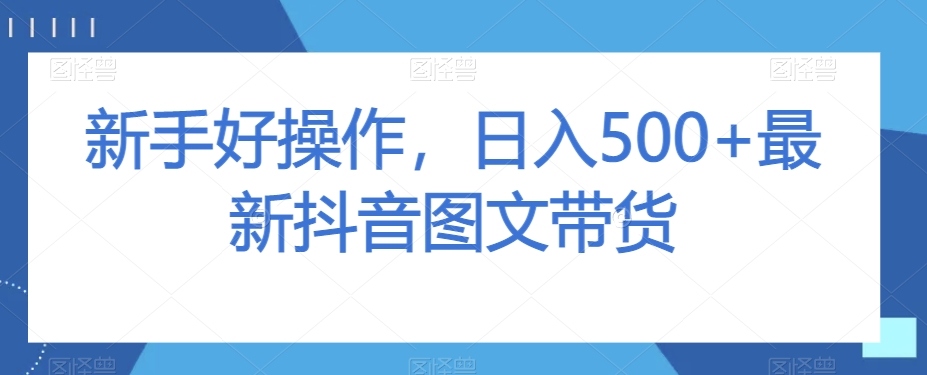 初学者好操作，日入500 全新抖音图文带货【揭密】-暖阳网-优质付费教程和创业项目大全