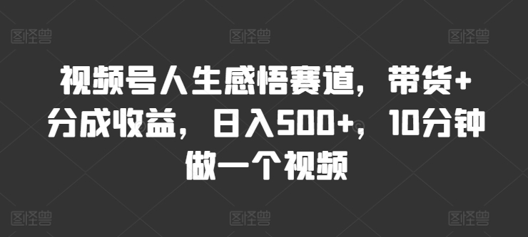 微信视频号人生的感悟跑道，卖货 分为盈利，日入500 ，10多分钟做一个视频