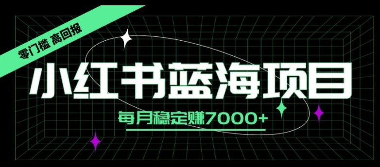 小红书蓝海项目，零门槛、高回报，每月稳定赚7000+