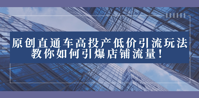 （8197期）2023直通车高投产低价引流玩法，教你如何引爆店铺流量！-暖阳网-优质付费教程和创业项目大全