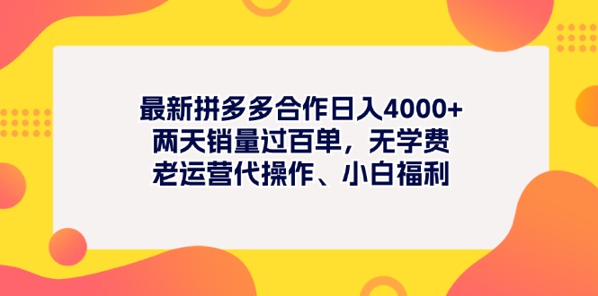 （11410期）全新拼多多平台新项目日入4000 二天销售量过百单，无培训费、老经营代实际操作、新手褔利