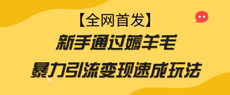 【独家首发】初学者根据撸羊毛暴力行为引流变现速学游戏玩法