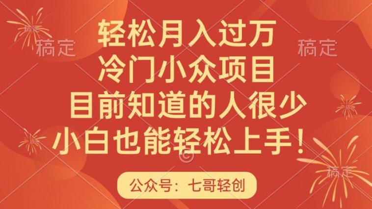 轻松月入过万，冷门小众项目，目前知道的人很少，小白也能轻松上手