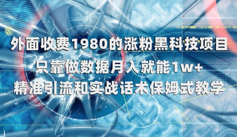 外边收费标准1980的增粉高科技新项目，仅靠做数据月入就可1w 【揭密】