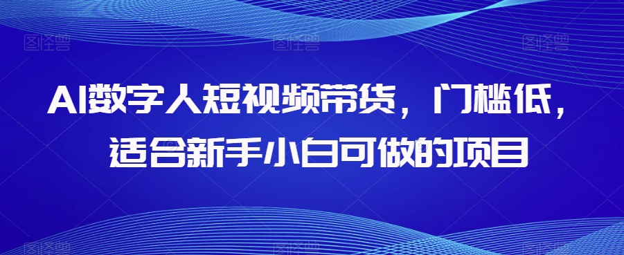 AI虚拟数字人短视频卖货，成本低，适宜新手入门可做的项目