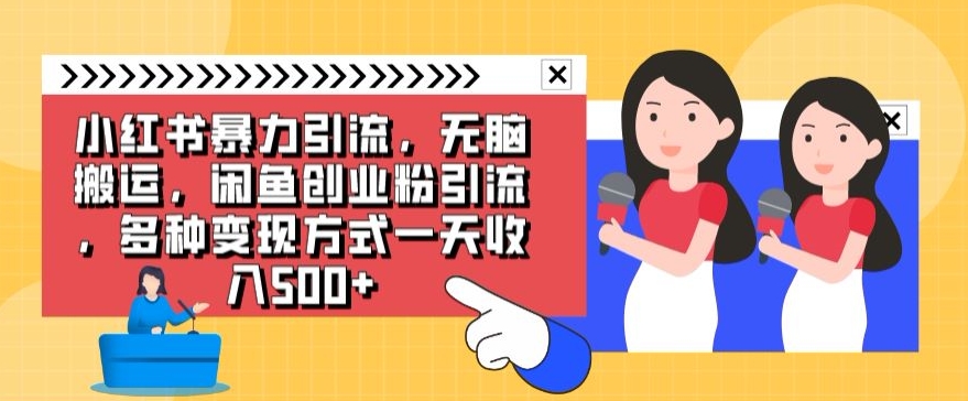 小红书的暴力行为引流方法，没脑子运送，闲鱼平台自主创业粉引流方法，多种多样变现模式一天收益500