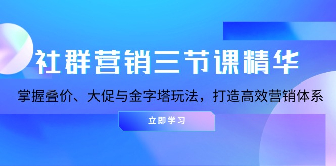 （13431期）社群运营三节课精粹：把握叠价、大促销与金字塔式游戏玩法，打造高效市场营销体系