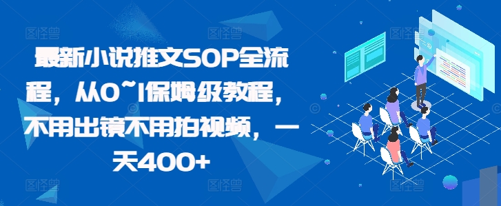 全新小说推文SOP全过程，从0~1家庭保姆级实例教程，无需出境无需拍摄视频，一天400