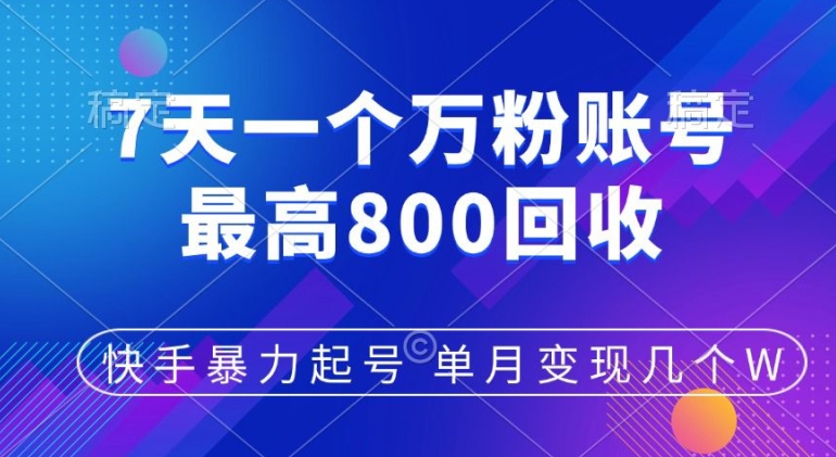 快手视频暴力行为养号，7天涨万粉，新手当日养号，多种多样变现模式，单月转现好多个