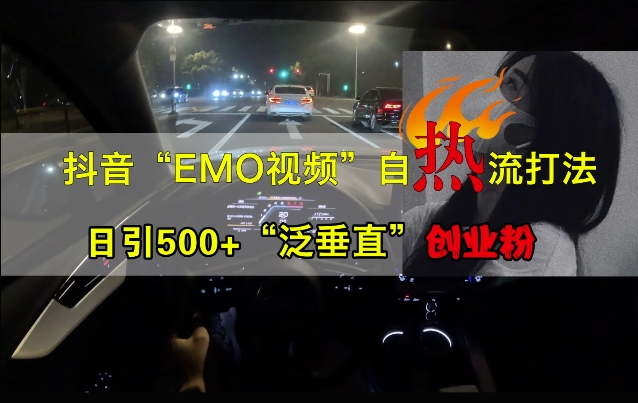 抖音视频EMO短视频自然玩法，日引500 “泛竖直”自主创业粉