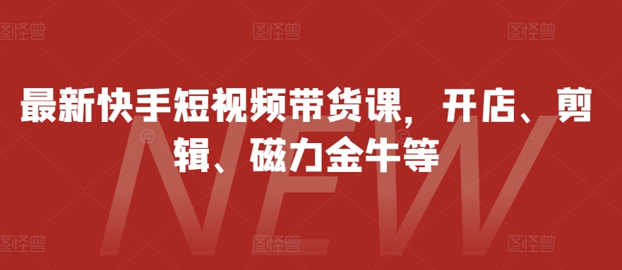 全新快手视频短视频卖货课，开实体店、视频剪辑、磁力金牛等