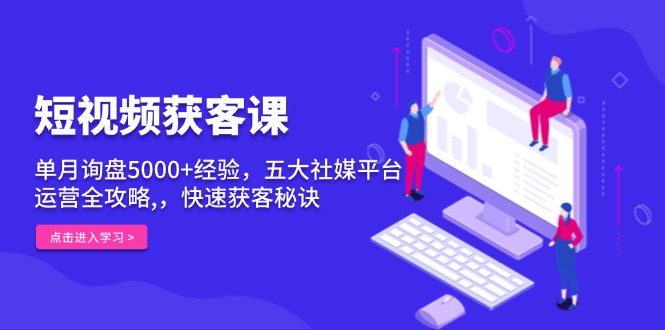 （13715期）短视频获客课，单月询盘5000+经验，五大社媒平台运营全攻略,，快速获客...